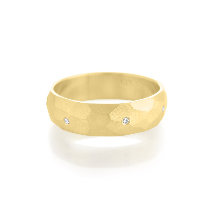 Diamond Wedding Band for Men Men's Wedding Ring Faceted Etsy