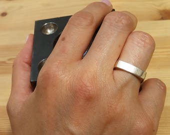 Square wedding band, White gold wedding band, Modern wedding ring, Geometric wedding band, 14k wedding ring, Solid gold band, 18k band
