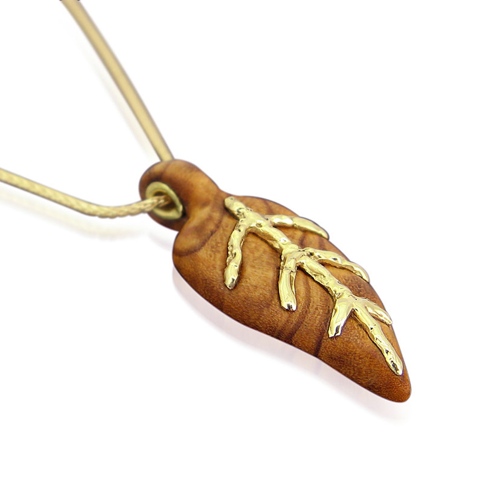 Wood and Gold Jewelry Nature Gift Statement Pendant Nature Etsy