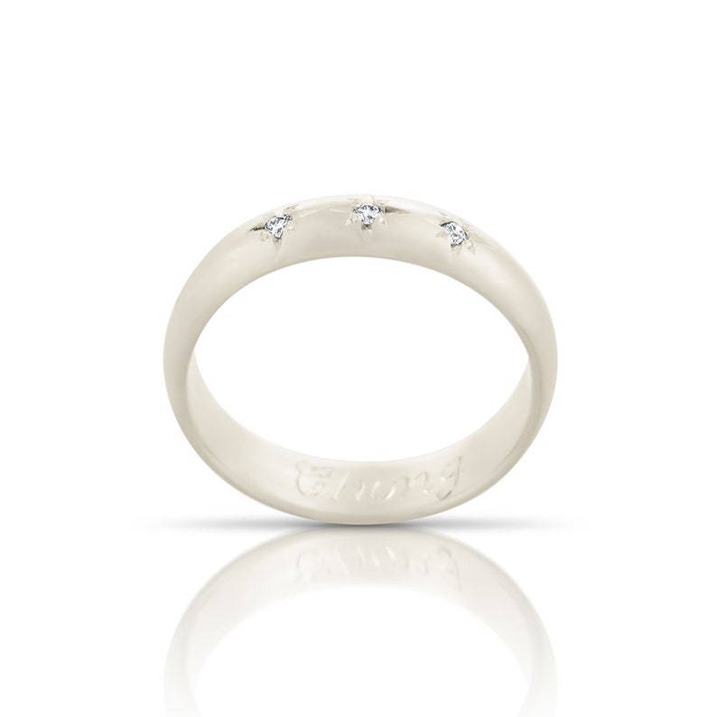 Diamond wedding band, Wedding band women, Modern wedding band, 14k diamond ring, 18k ring, White gold diamond ring, 0.03CT Diamond, Solid image 7