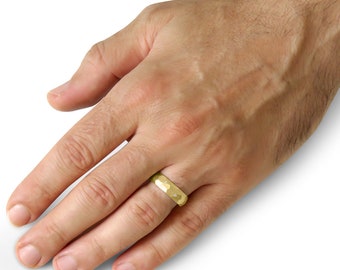 Diamond wedding band for men, Modern wedding ring, Faceted wedding band, Wide wedding band, Rustic wedding band, Solid 14k/ 18k gold TKW0.07