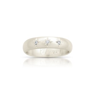Diamond wedding band, Wedding band women, Modern wedding band, 14k diamond ring, 18k ring, White gold diamond ring, 0.03CT Diamond, Solid image 6