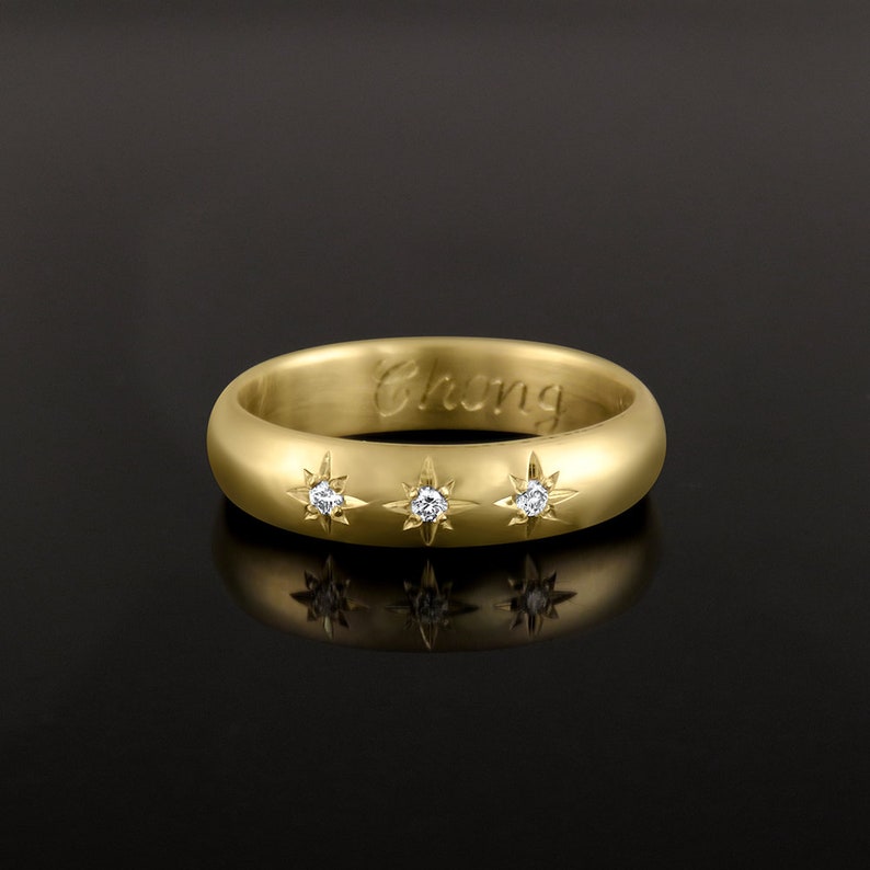 Diamond wedding band, Wedding band women, Modern wedding band, 14k diamond ring, 18k ring, White gold diamond ring, 0.03CT Diamond, Solid image 9