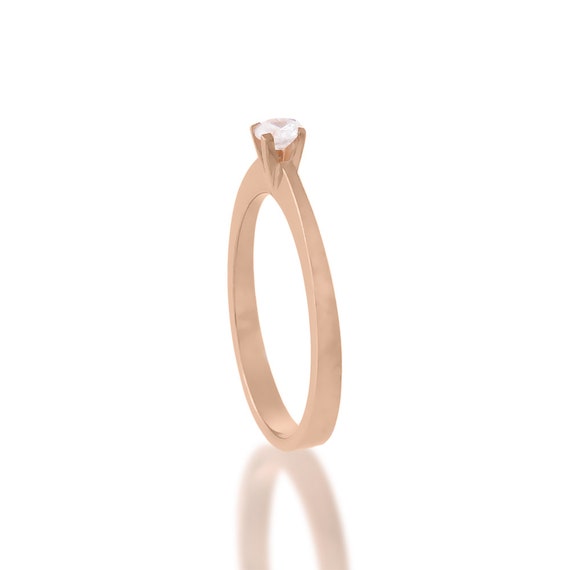 Fine 14k Rose Gold Solitaire Diamond Flower Cross Pendant Necklace (1