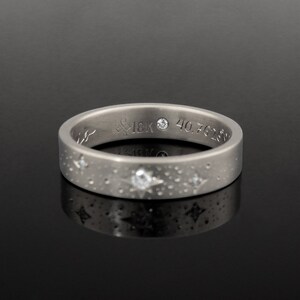 White gold diamond band, Diamond wedding band, Wedding band women, Hidden diamond band, Stars diamond ring, Unique wedding ring, 18k, 14k image 4