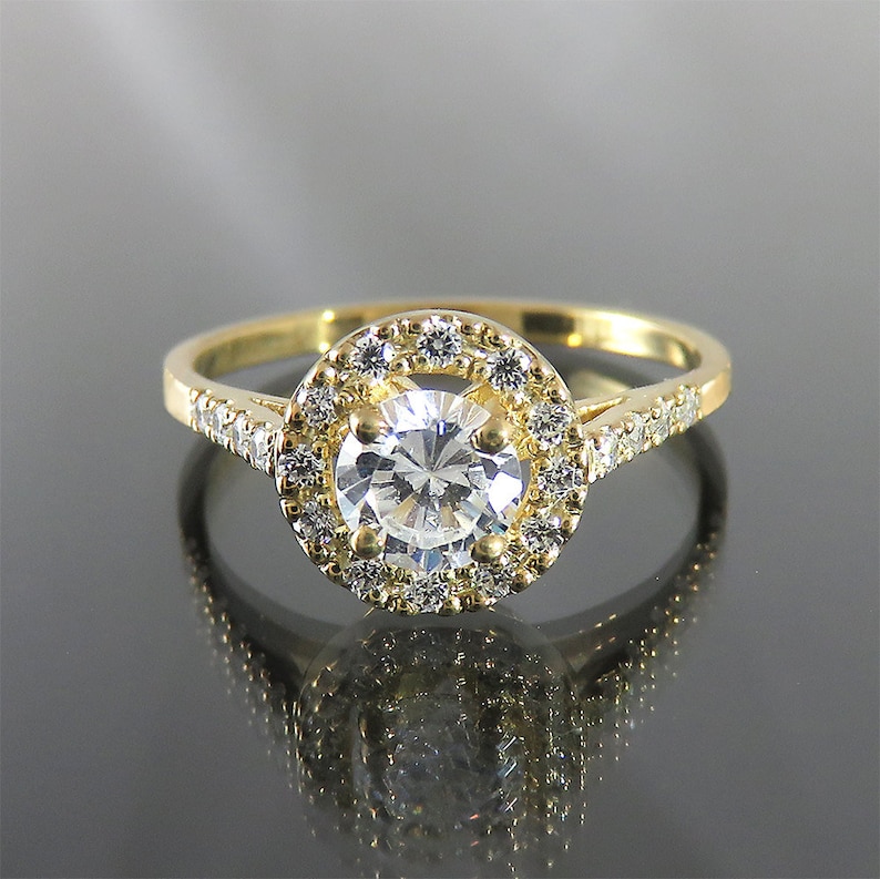 White gold diamond ring, Halo engagement ring, Diamond engagement ring, Natural diamond ring, 14k diamond ring, 0.5 ct diamond ring, 18k image 6