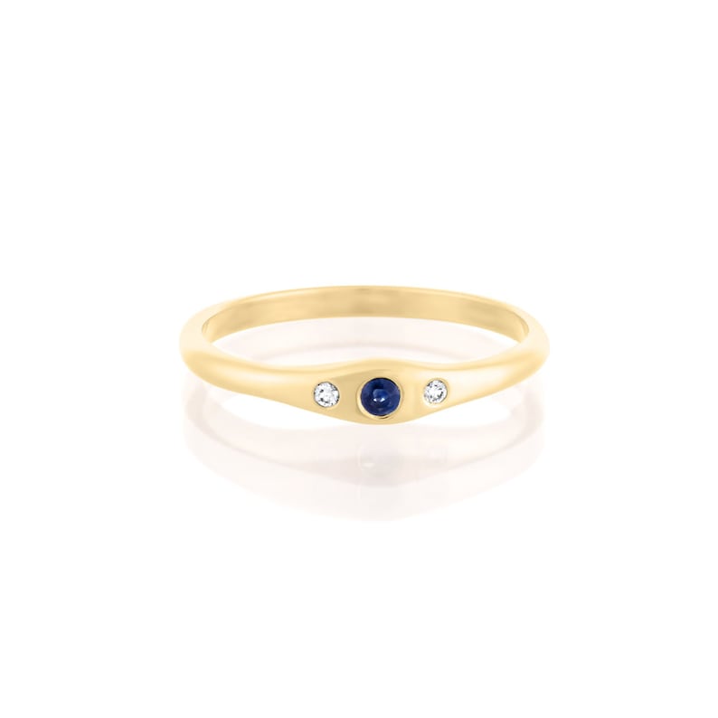 Diamond engagement ring, Wedding ring women, Sapphire gold ring, Dainty signet ring, Diamond wedding ring, Fine diamond ring, 14k, 18k image 7