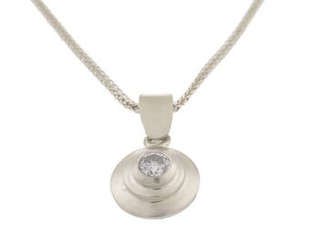 Pingente de ouro e diamante, Pingente de diamante, Pingente de ouro branco, Pingente de noiva, Pingente de ouro redondo, Pingente de diamante 14k, Pingente de diamante redondo