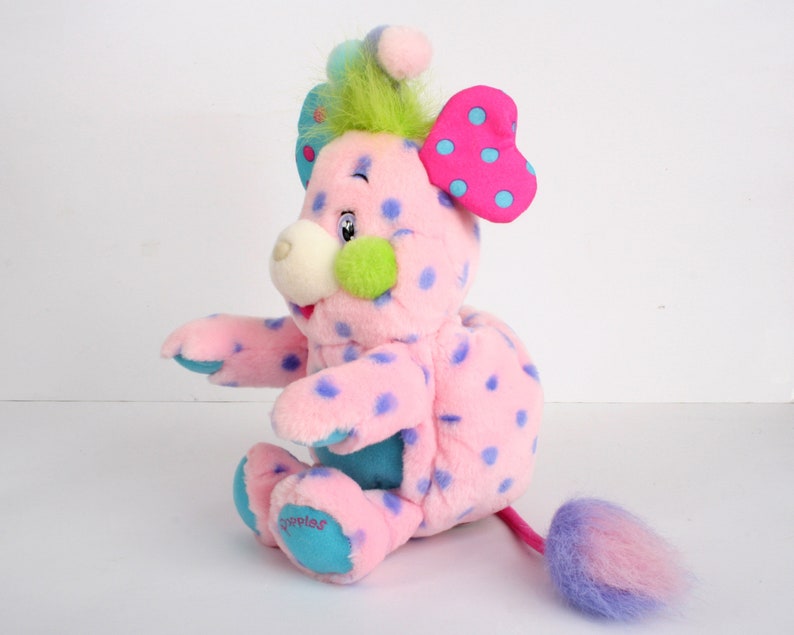 Popples Polka-Dottie, 12 Popple, Medium size vintage pink plush toy, original 2001 Lansay french Basic Popple polka dottie 1 image 3