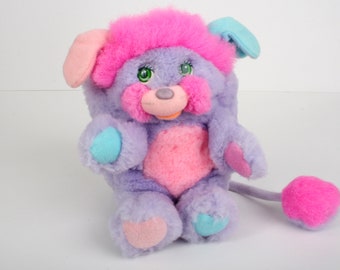 Popples Pretty bit 8" Popple, Small size vintage purple pink plush toy, original 80s Mattel 1986 Retro stuffed animal #1