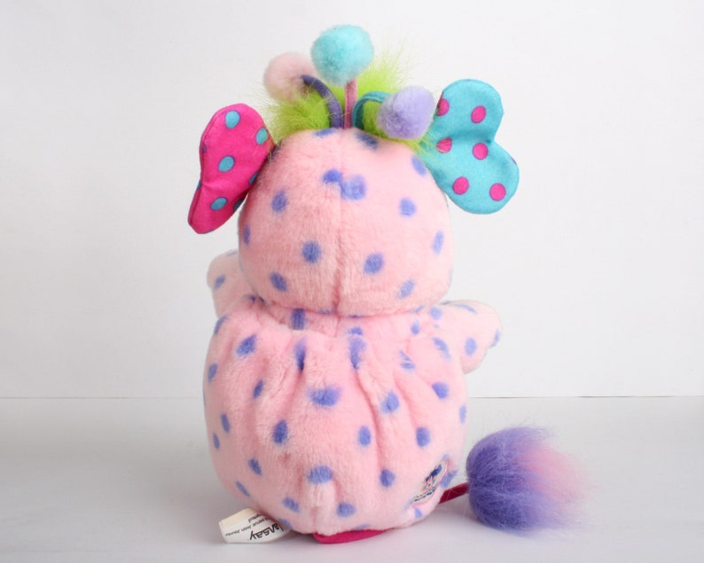 Popples Polka-Dottie, 12 Popple, Medium size vintage pink plush toy, original 2001 Lansay french Basic Popple polka dottie 3 image 4