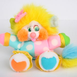 Very Rare clown Popples, UK / Europe EU Costume Popple, Carnival, Small size vintage yellow pink blue plush toy, original 80s Mattel 1988 #4