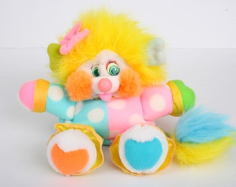 Very Rare clown Popples, UK / Europe EU Costume Popple, Carnival, Small size vintage yellow pink blue plush toy, original 80s Mattel 1988 #4