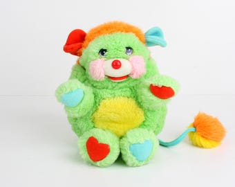 Popples Putter, Popple de 8", juguete de peluche verde vintage de tamaño pequeño, original de Mattel de los años 80, 1988, animal de peluche retro n.° 7