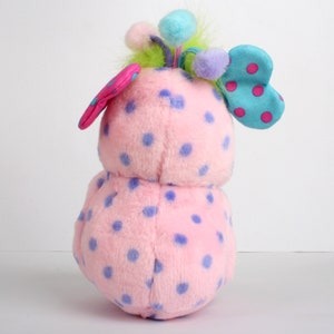 Popples Polka-Dottie, 12 Popple, Medium size vintage pink plush toy, original 2001 Lansay french Basic Popple polka dottie 3 image 8