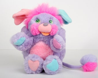 Popples Pretty bit 8" Popple, Small size vintage purple pink plush toy, original 80s Mattel 1986 Retro stuffed animal #1