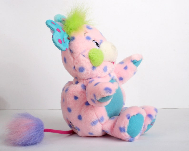 Popples Polka-Dottie, 12 Popple, Medium size vintage pink plush toy, original 2001 Lansay french Basic Popple polka dottie 3 image 5