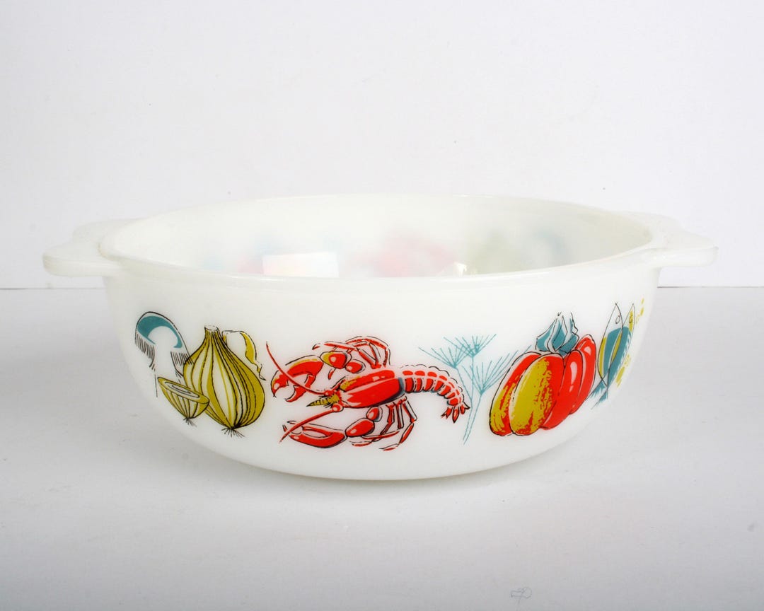 Vintage Kitchen JAJ Pyrex Lobster Casserole Dish Round Bowl, 7" 18 Cm ...