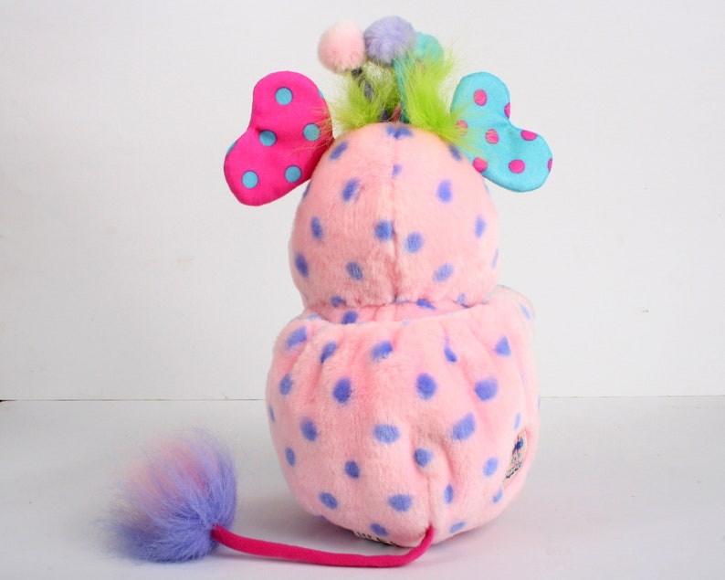 Popples Polka-Dottie, 12 Popple, Medium size vintage pink plush toy, original 2001 Lansay french Basic Popple polka dottie 1 image 4