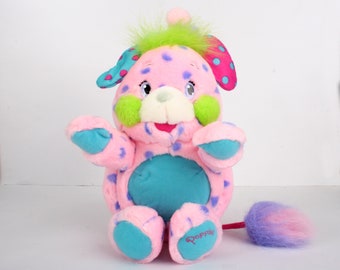 Popples Polka-Dottie, 12" Popple, Medium size vintage pink plush toy, original 2001 Lansay french Basic Popple polka dottie #2