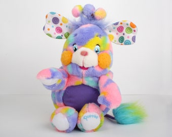 Popples Pixie Doodle, 12" Popple, Middelgrote vintage roze knuffel, originele 2001 Lansay Franse Basic Popple #1