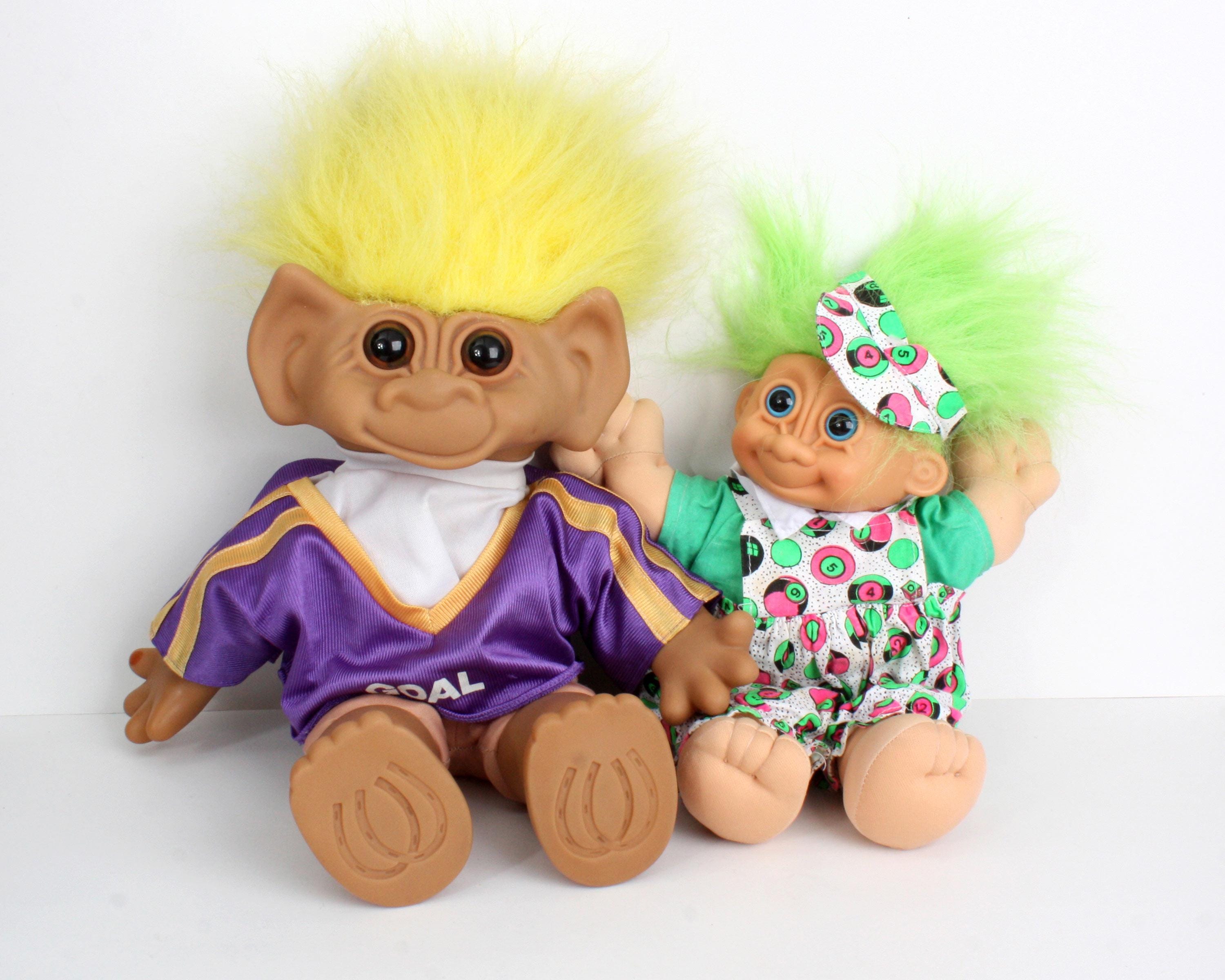 Large Uneeda Troll + Russ Berrie, Sports Wishnik Trolls With
