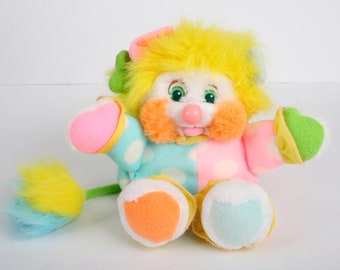 Very Rare clown Popples, UK / Europe EU Costume Popple, Carnival, Small size vintage yellow pink blue plush toy, original 80s Mattel 1988 #5