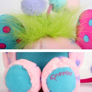 Popples Polka-Dottie, 12 Popple, Medium size vintage pink plush toy, original 2001 Lansay french Basic Popple polka dottie 1 image 6