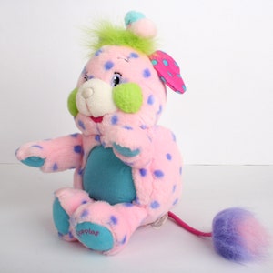 Popples Polka-Dottie, 12 Popple, Medium size vintage pink plush toy, original 2001 Lansay french Basic Popple polka dottie 3 image 3