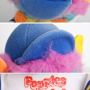 Sports Popples, PC Base-Ball Popple 10 ball, baseball Popple, medium size vintage blue white plush toy, original 80s Mattel 1987 image 10