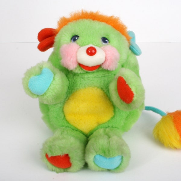 Popples Putter, 8" Popple, Small size vintage green plush toy, original 80s Mattel 1986 Retro stuffed animal #2