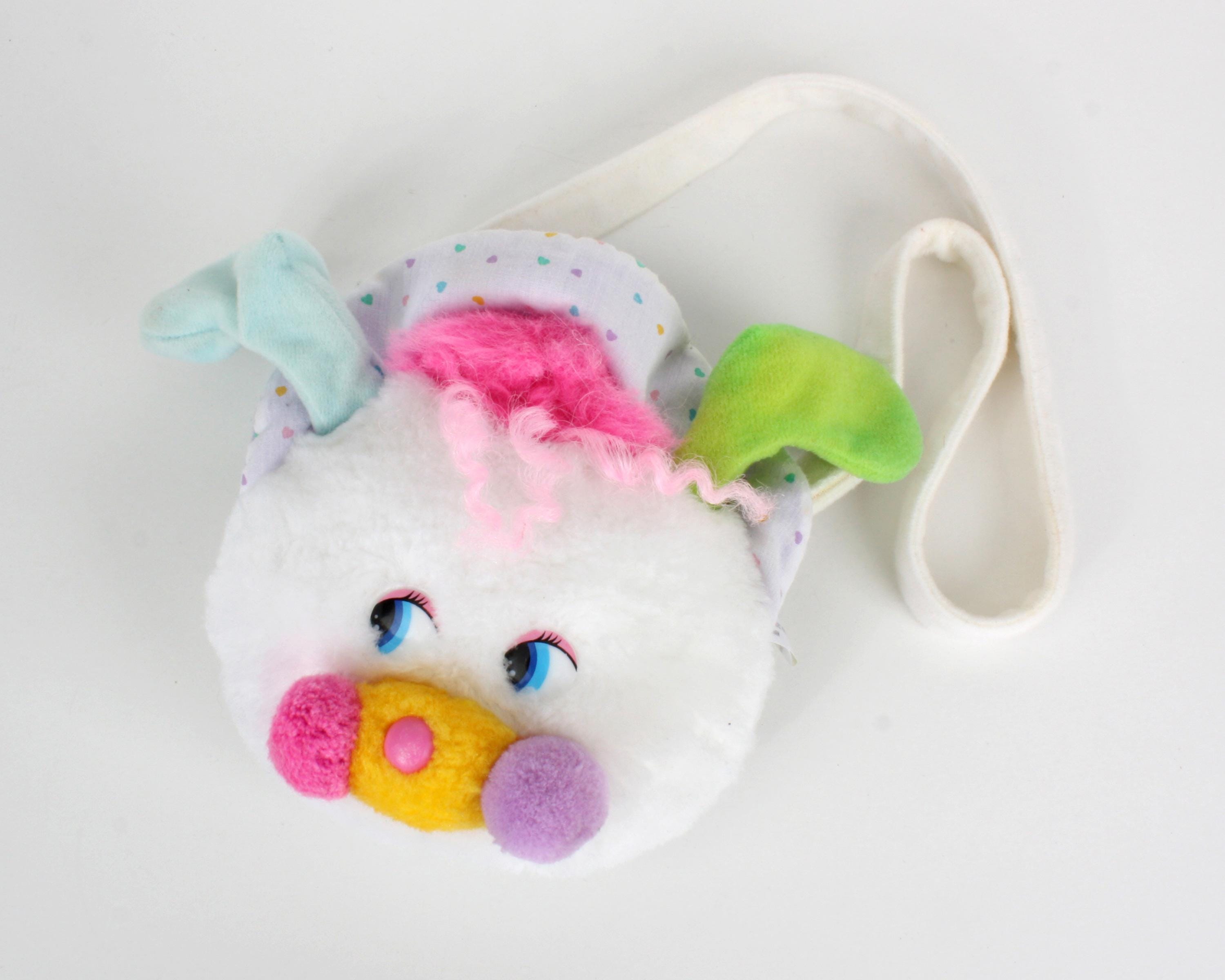 Peluche Sac à dos Popples MATTEL rose et bleu vintage 1986 46 cm