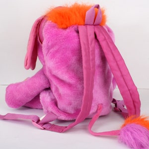 Popples Pancake Backpack, purple green Popple school bag, vintage plush toy rucksack, original 80s Mattel 1986 image 4