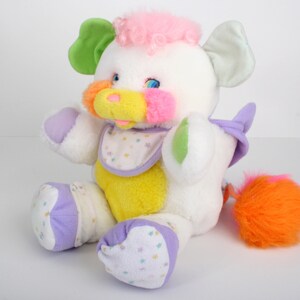 Popples Bibsy, 11 White Popple Baby, Medium size vintage plush toy, original 80s Mattel 1980s 2 image 4