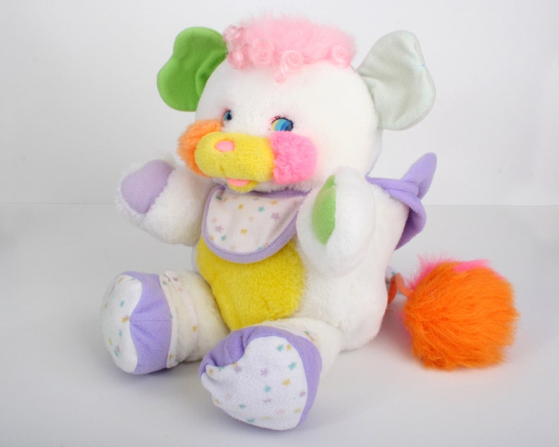 Popples Bibsy, 11 White Popple Baby, Medium size vintage plush toy, original 80s Mattel 1980s 2 image 4