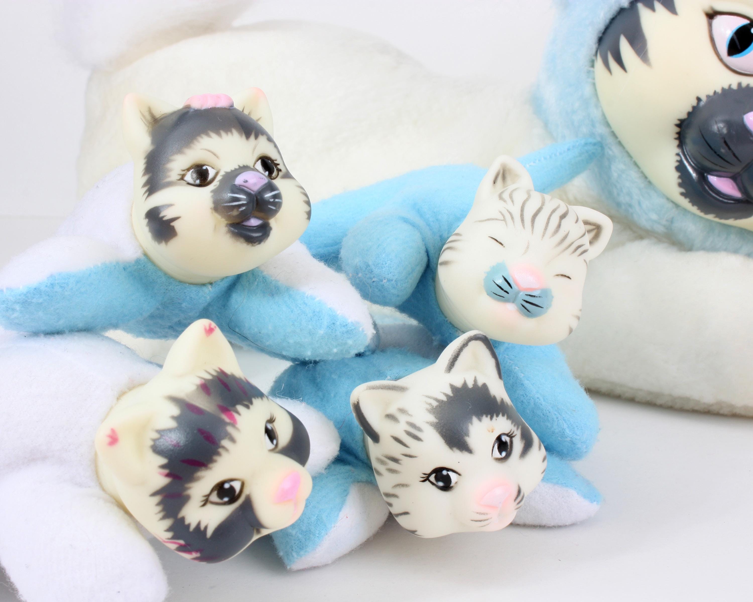 Vintage Kitty Surprise Mommy Cat + 4 Babies, Hasbro 90s 1991 Retro