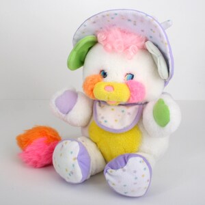 Popples Bibsy, 11 White Popple Baby, Medium size vintage plush toy, original 80s Mattel 1980s 2 image 1