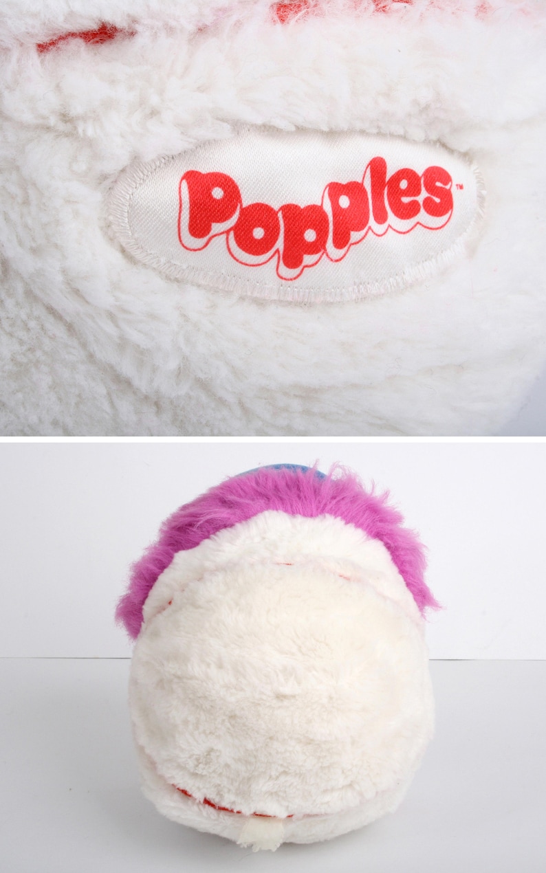 Sports Popples, PC Base-Ball Popple 10 ball, baseball Popple, medium size vintage blue white plush toy, original 80s Mattel 1987 image 9