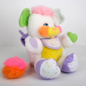 Popples Bibsy, 11 White Popple Baby, Medium size vintage plush toy, original 80s Mattel 1980s 2 image 6