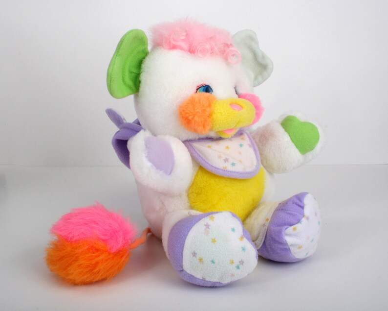 Popples Bibsy, 11 White Popple Baby, Medium size vintage plush toy, original 80s Mattel 1980s 2 image 6