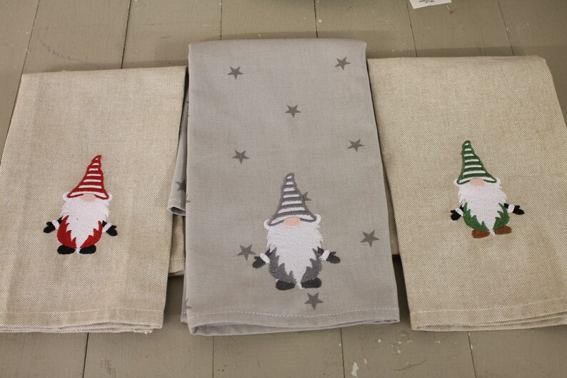 Christmas Napkins Festive table Christmas gnome Napkins Handmade festive Gnome Napkins Grey Star Fabric Napkins image 6