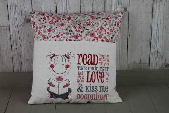 Book Cushion Children's Reading Reading pillow pocket wine and books