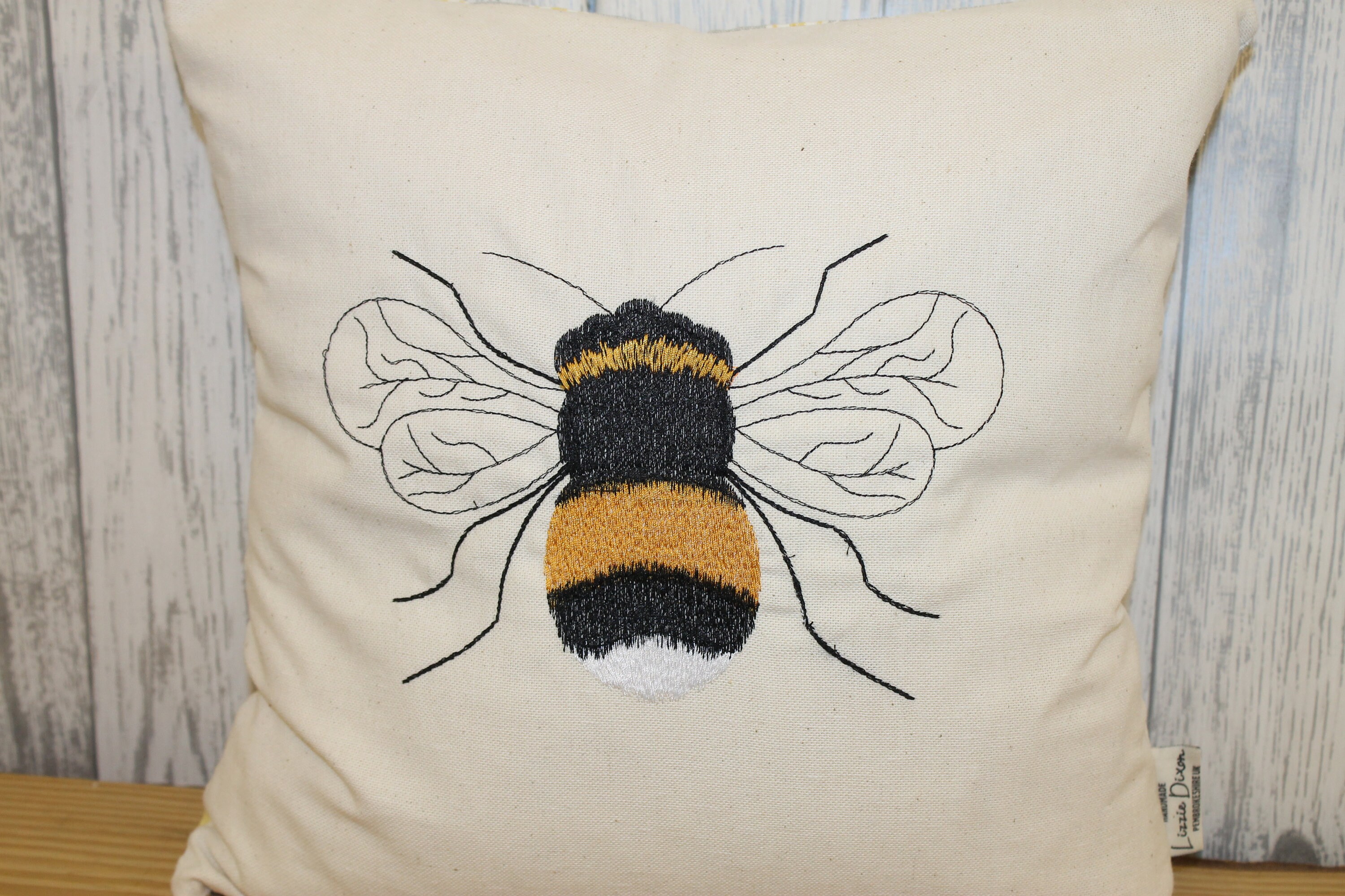 Bumble Bee Cushion 14 Square Cushion Embroidered Etsy UK