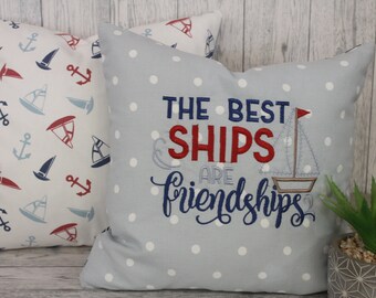 Nautical Themed Cushion Cover- 16" Square Cushion Best friends quote - Throw Cushion-Scatter Cushion Sofa Cushion