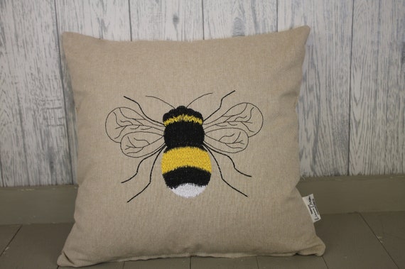 Embroidered bee clearance pillow