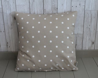 Taupe Dotty Cushion 16 « carré Coussin-Lancer Coussin Polka Dot Coussin -Shabby Chic-cottage chic-Oreiller décoratif - Double face