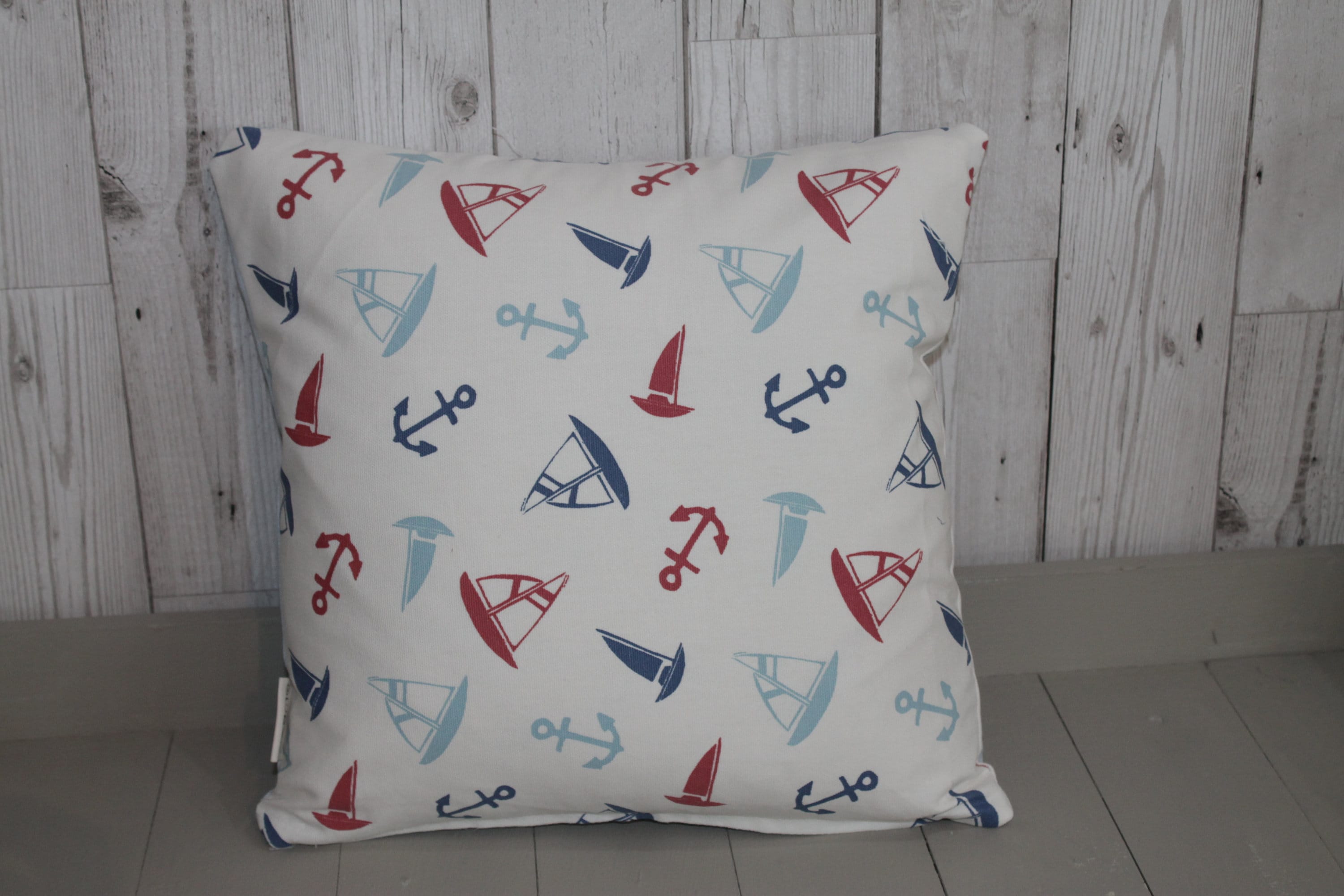 Nautical Themed Cushion 14 Square Cushion Blue and Red Etsy