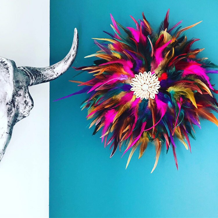 Jujuhat/Juju Hat Handmade en Plumes 35 cm de Diamètre - Coloris Multicolore