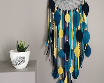 Catch dreams Dreamcatcher duck blue weaving in duck blue and mustard yellow