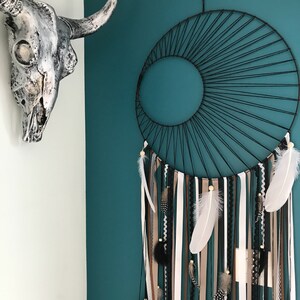 Activité-Gros Attrape-rêves Dreamcatcher avec Perles et Vraies Plumes Brun Noisette - 17